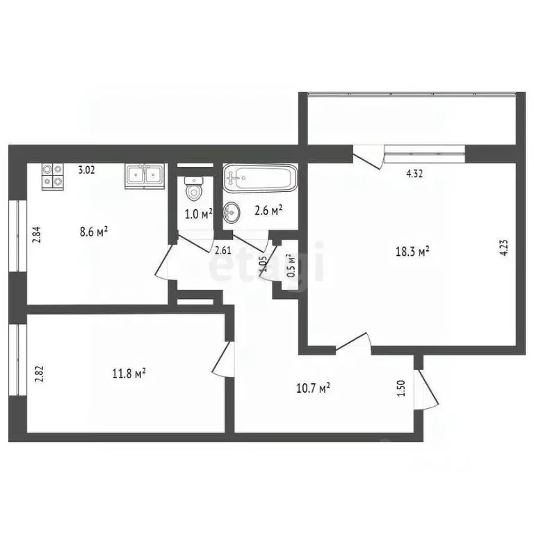 2-к кв. Забайкальский край, Чита 6-й мкр, 1 (55.2 м) - Фото 2