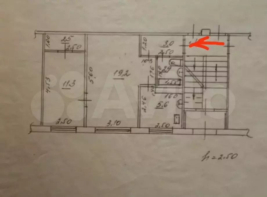 2-к. квартира, 44,5 м, 1/5 эт. - Фото 0