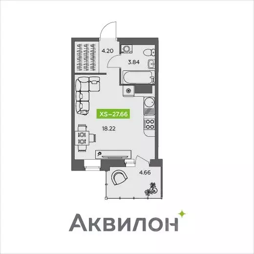 Студия Архангельская область, Северодвинск Аквилонлайн жилой комплекс ... - Фото 0