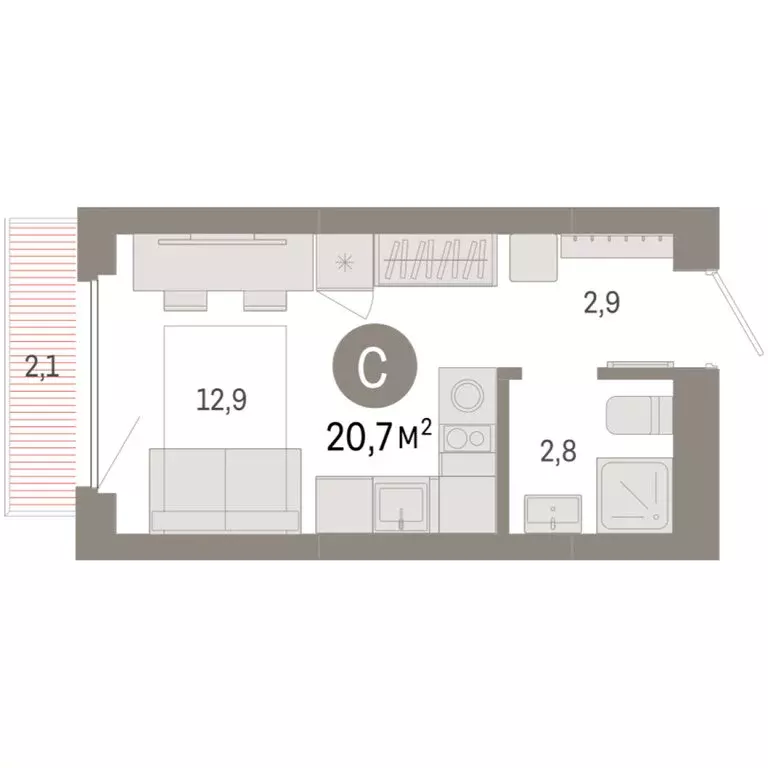 Квартира-студия: Новосибирск, квартал Лебедевский (20.7 м) - Фото 1