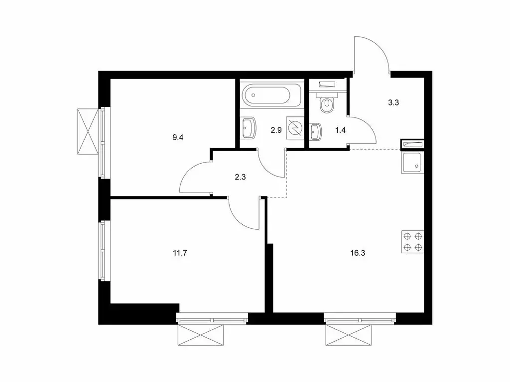 2-комнатная квартира: Москва, Новоостаповская улица, 7к2 (47.3 м) - Фото 1