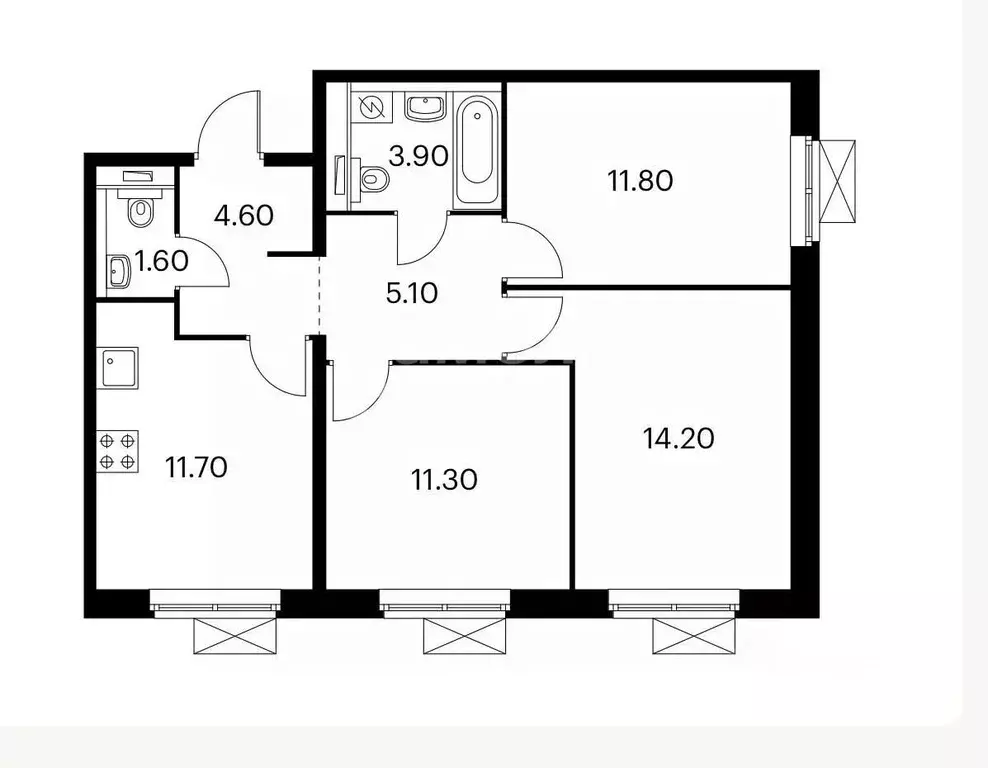 3-к кв. Московская область, Люберцы ул. 8 Марта, 18к1 (64.2 м) - Фото 2