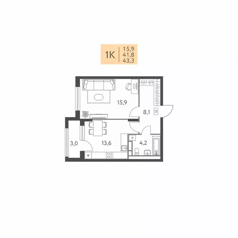 1-к кв. Пермский край, Пермь ул. Левченко, 8 (43.3 м) - Фото 0