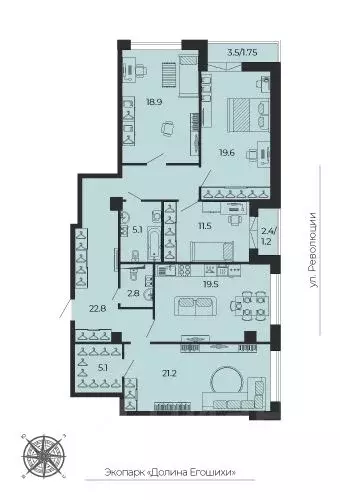 4-к кв. Пермский край, Пермь ул. Революции, 2А (129.25 м) - Фото 0