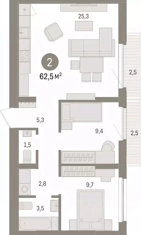 2-к кв. Липецкая область, Липецк пл. Петра Великого, 1 (62.49 м) - Фото 0