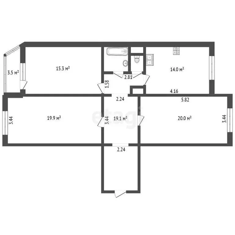 3-комнатная квартира: Санкт-Петербург, 5-й Предпортовый проезд, 8к1 ... - Фото 1