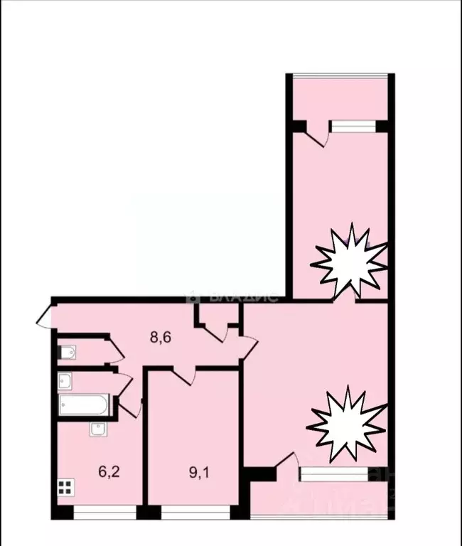 3-к кв. Санкт-Петербург просп. Художников, 43/14 (61.1 м) - Фото 2