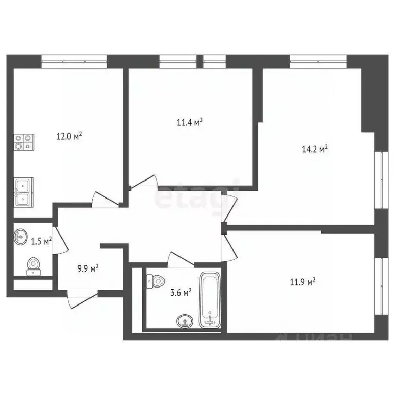 3-к кв. Московская область, Котельники ул. Сосновая, 5к1 (64.5 м) - Фото 2