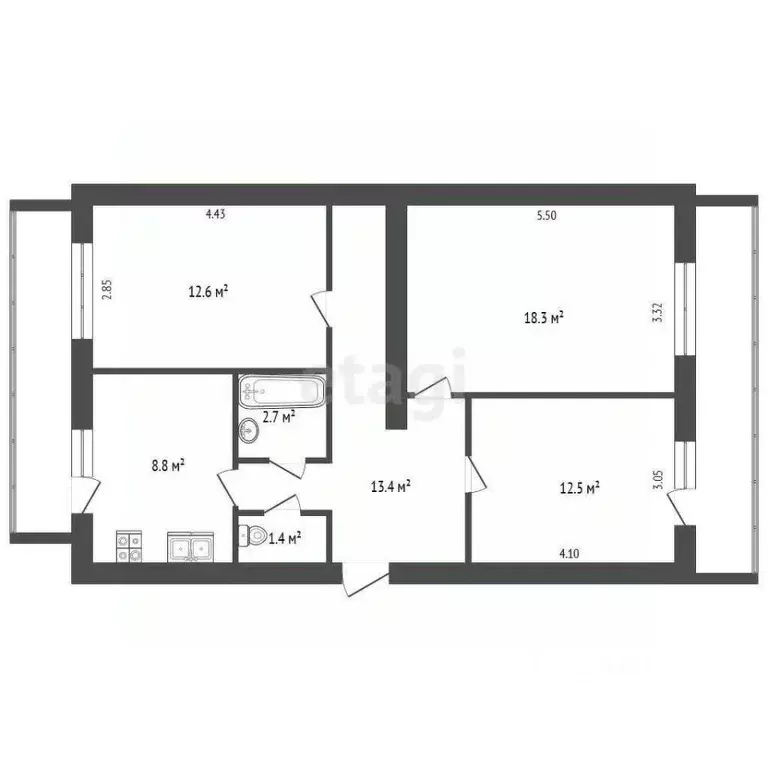 3-к кв. Севастополь просп. Генерала Острякова, 221 (69.7 м) - Фото 1