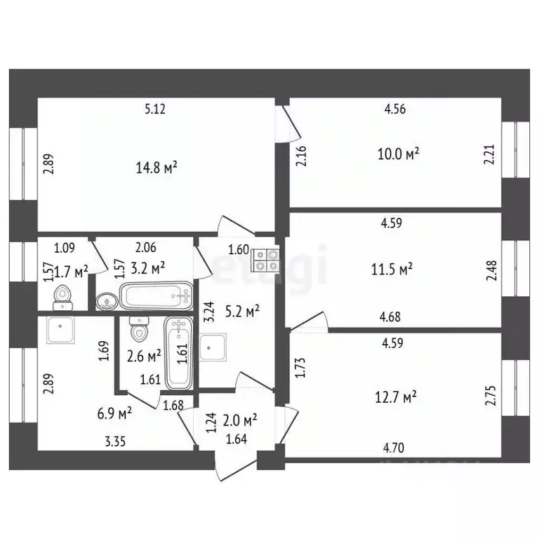 4-к кв. Алтайский край, Барнаул ул. Свердлова, 71 (70.6 м) - Фото 2