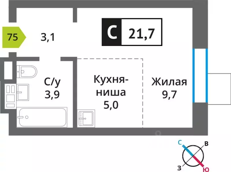 1-к кв. Московская область, Красногорск городской округ, пос. Светлые ... - Фото 0