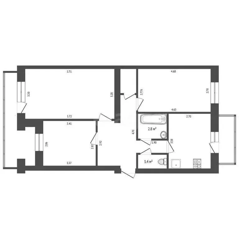 3-комнатная квартира: Феодосия, улица Челнокова, 74 (62.7 м) - Фото 1