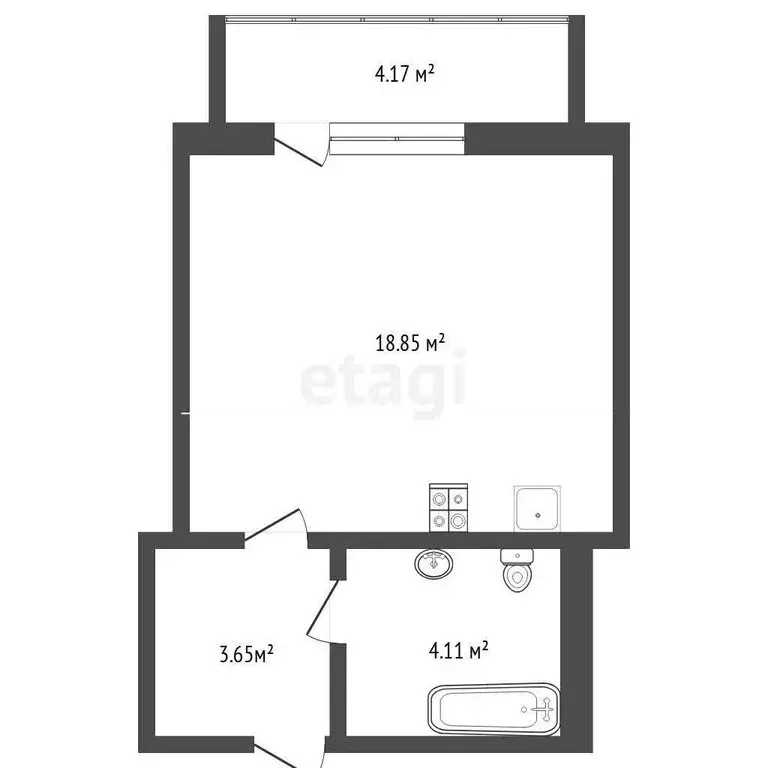 Квартира-студия: деревня Патрушева, улица Фёдора Достоевского, 18 ... - Фото 1