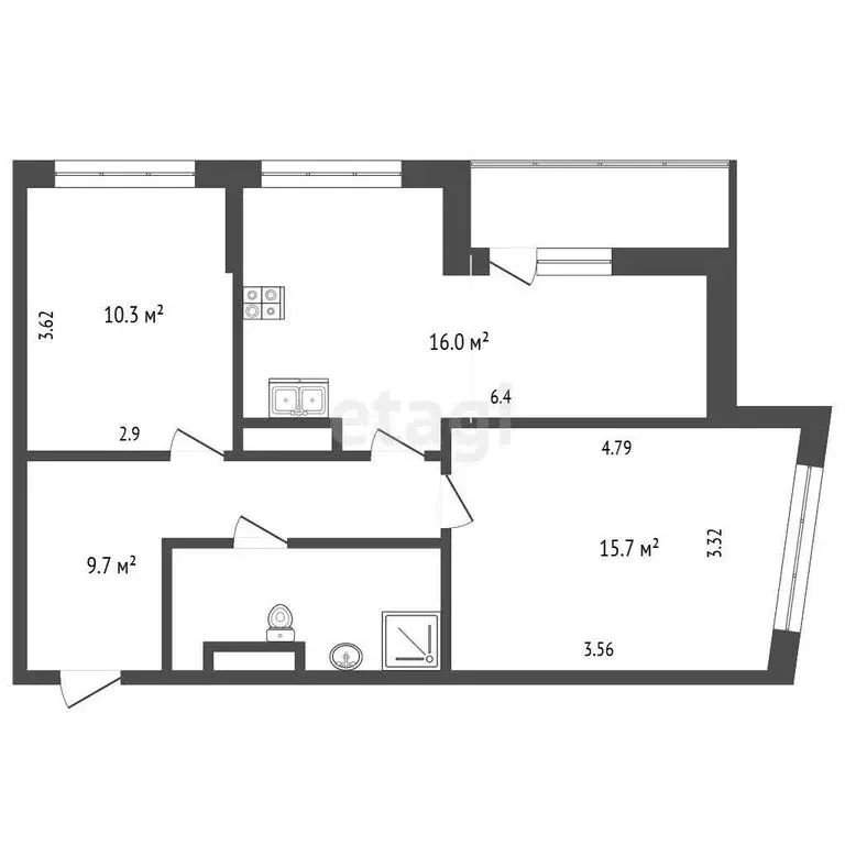 2-комнатная квартира: Красный Бор, Мирная улица, 13 (60 м) - Фото 1