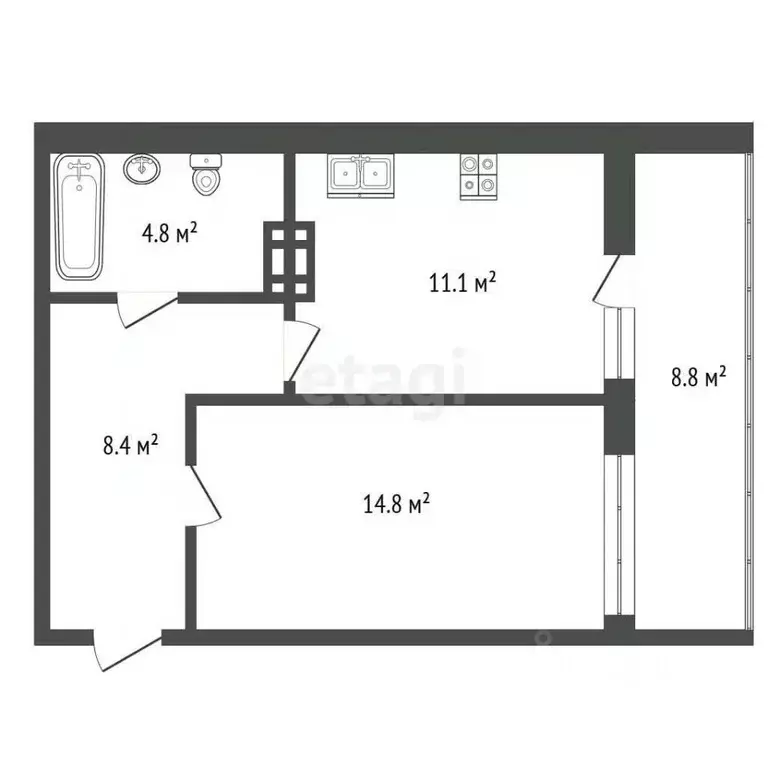 1-к кв. Крым, Бахчисарай ул. Мира, 22 (39.3 м) - Фото 2