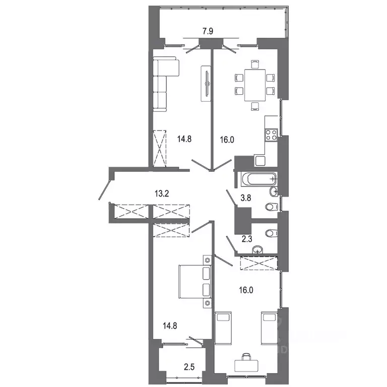 3-к кв. Иркутская область, Иркутск Гусарская тер., 2 (92.7 м) - Фото 0