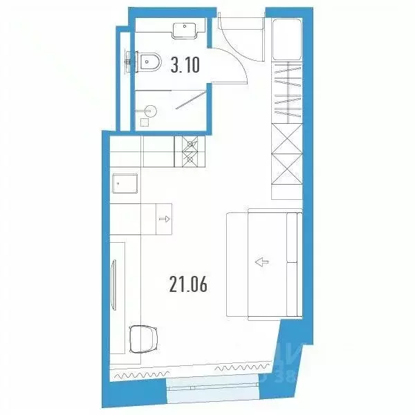 Студия Санкт-Петербург Ленинский просп., 153уч1 (24.16 м) - Фото 0