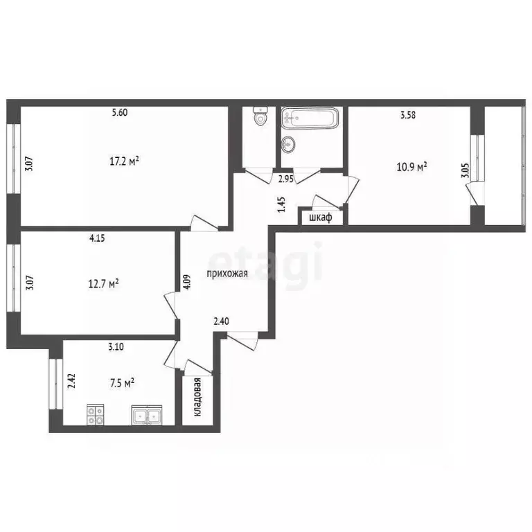 3-к кв. Чувашия, Чебоксары Гражданская ул., 92 (65.8 м) - Фото 1