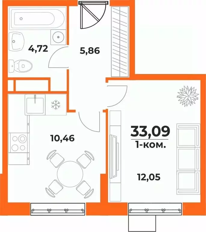 1-к кв. Хабаровский край, Хабаровск Брянский пер. (33.09 м) - Фото 1