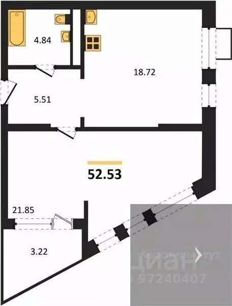 1-к кв. Воронежская область, Воронеж наб. Чуева, 7 (52.53 м) - Фото 0