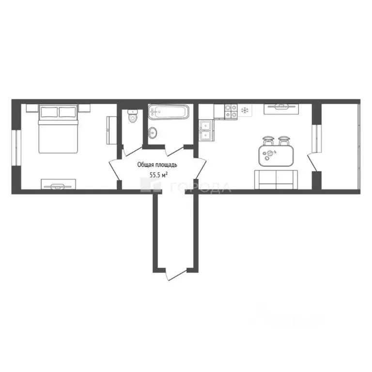1-к кв. Новосибирская область, Новосибирск ул. Титова, 264 (55.5 м) - Фото 2