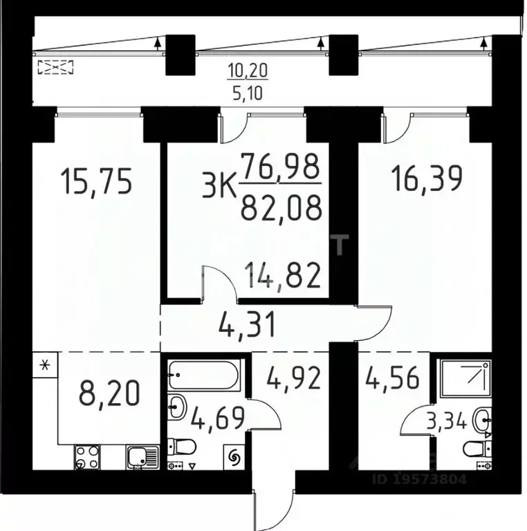 3-к кв. Томская область, Томский район, д. Кисловка, Левобережный мкр ... - Фото 2