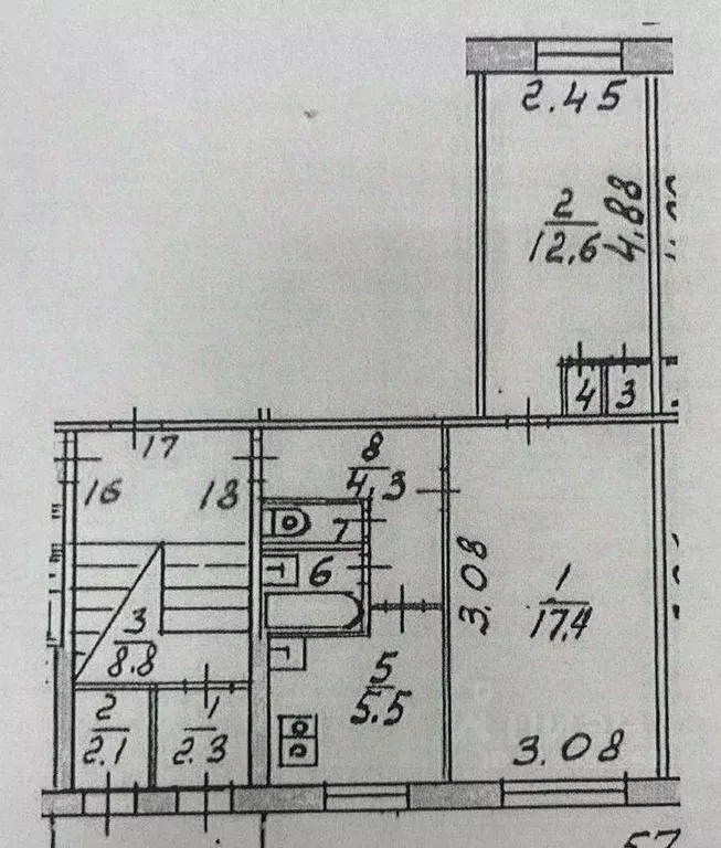 Квартира, 2 комнаты, 43.7 м - Фото 0