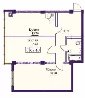 2-комнатная квартира: Ставропольский край, Минеральные Воды (69.4 м) - Фото 1