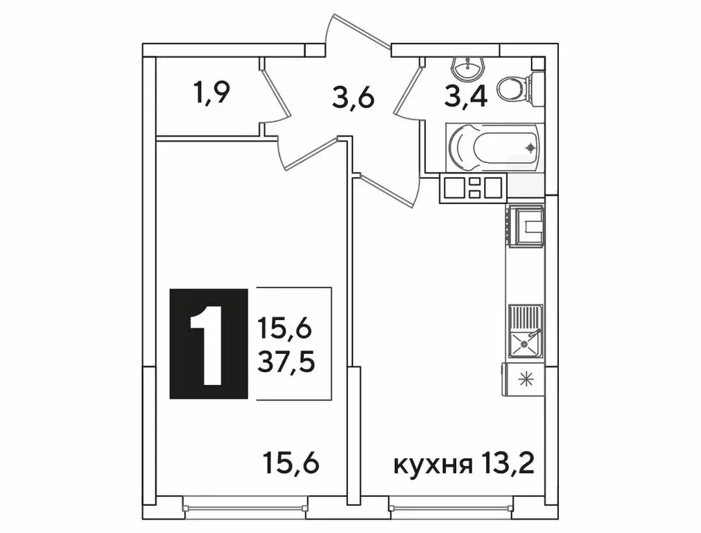 1-комнатная квартира: Краснодар, улица Ивана Беличенко, 90 (37.5 м) - Фото 1