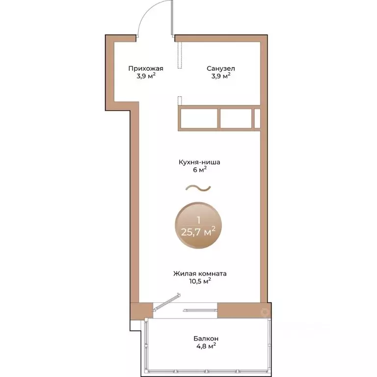 Студия Красноярский край, Красноярск ул. Партизана Железняка (25.7 м) - Фото 1