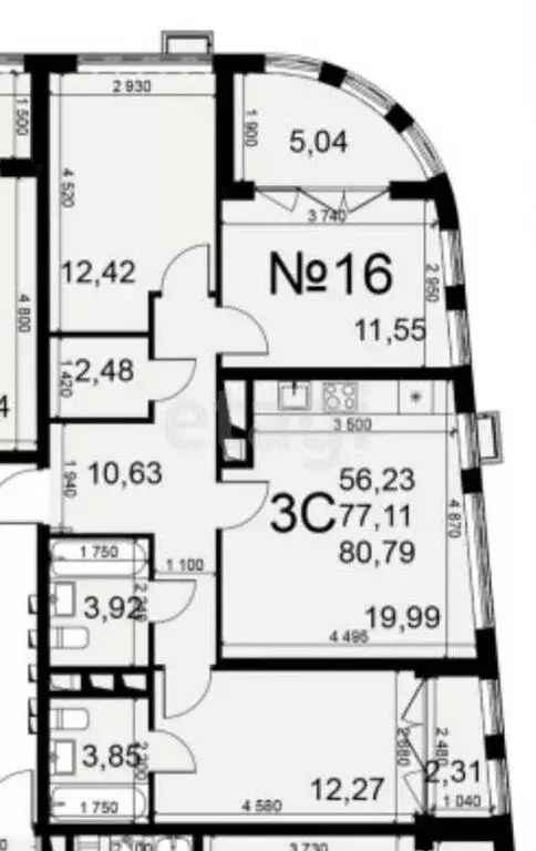 3-комнатная квартира: Тула, улица Фёдора Смирнова, 2к1 (80.79 м) - Фото 1