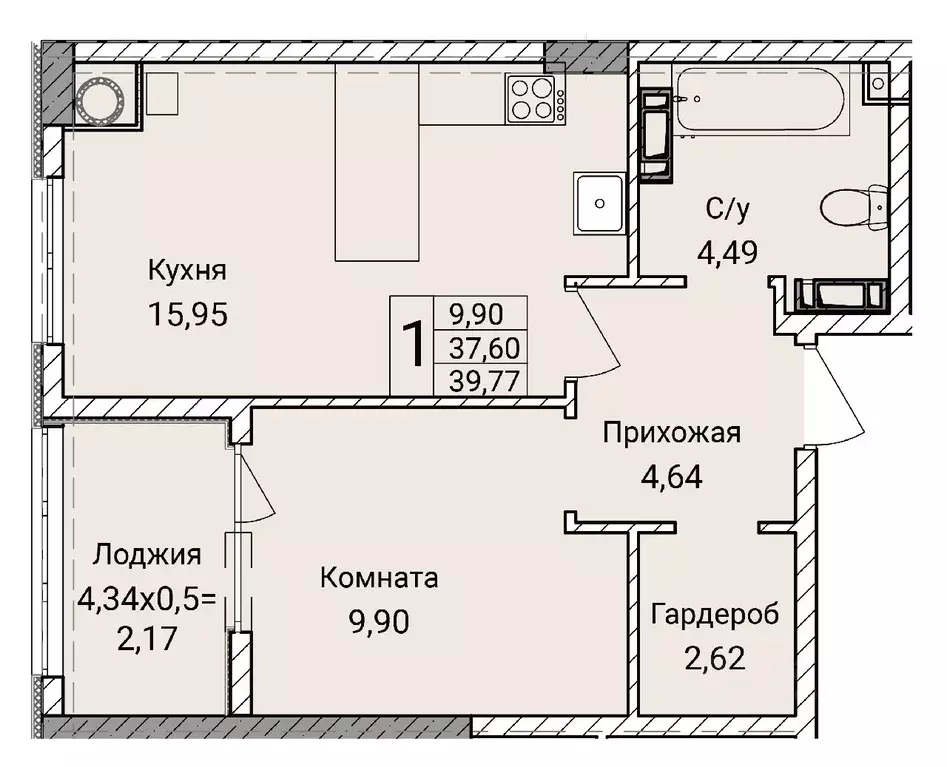 1-к кв. Севастополь ул. Братьев Манганари, 30к2 (39.77 м) - Фото 0