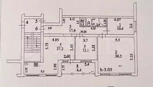 4-к. квартира, 104,5 м, 3/7 эт. - Фото 0