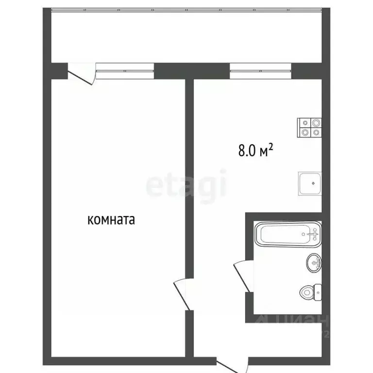 1-к кв. Архангельская область, Архангельск Стрелковая ул., 27к1 (35.4 ... - Фото 1