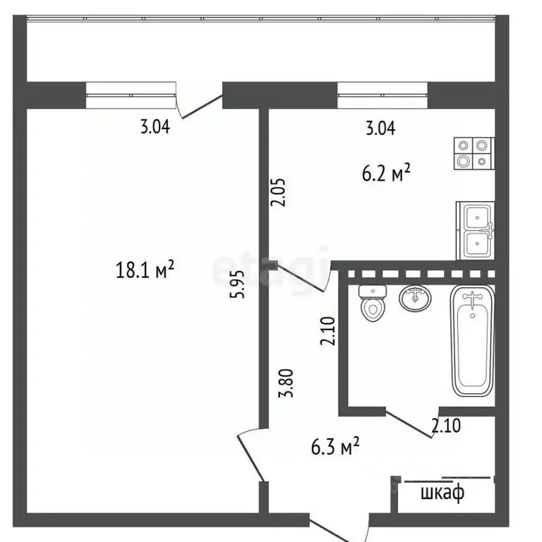 1-к кв. Марий Эл, Йошкар-Ола ул. Йывана Кырли, 19 (42.5 м) - Фото 0