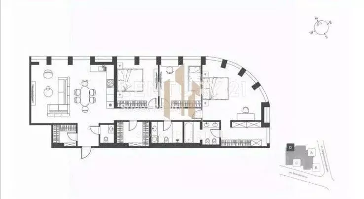 3-к кв. Москва Дружинниковская ул., 15 (142.0 м) - Фото 1