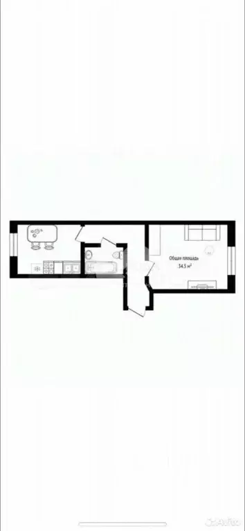 1-к кв. Новосибирская область, Новосибирск Рубежная ул., 4 (34.5 м) - Фото 2