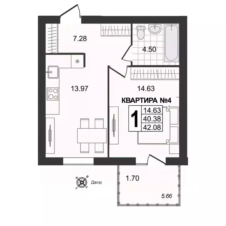 1-к кв. Владимирская область, Муром ул. 1-я Новослободская (42.08 м) - Фото 0