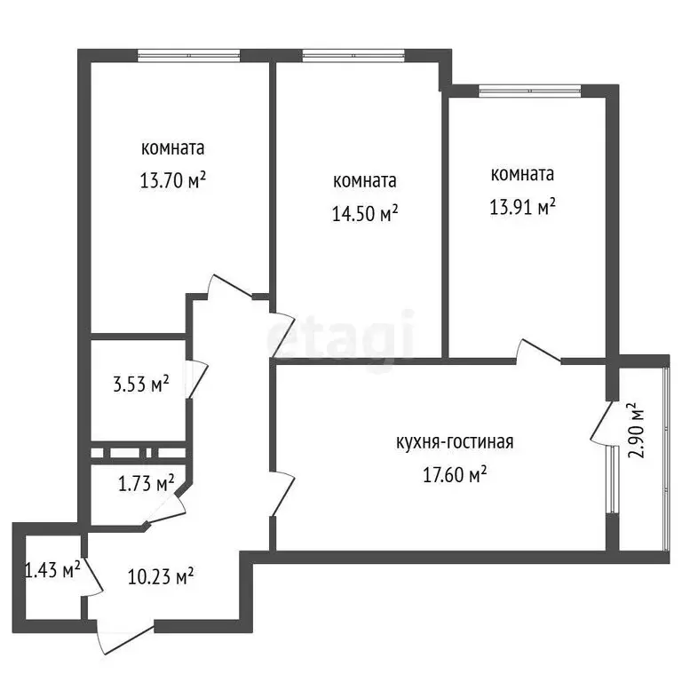 3-комнатная квартира: Воронеж, Покровская улица, 17к3 (76 м) - Фото 1