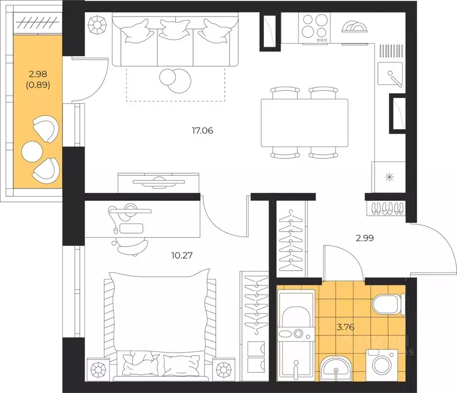 1-к кв. Сахалинская область, Южно-Сахалинск  (34.97 м) - Фото 1
