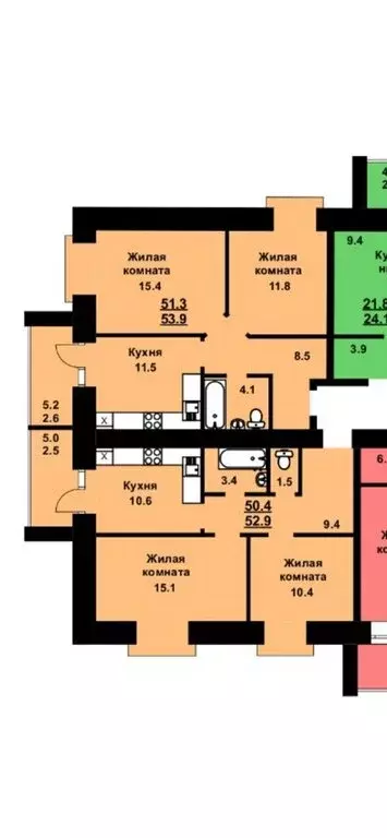 2-комнатная квартира: село Чигири, улица Василенко, 7/1 (52.9 м) - Фото 0