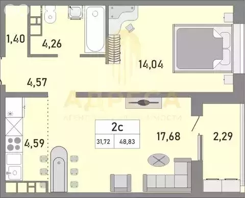 2-комнатная квартира: Оренбург, улица Юркина, 2 (47.4 м) - Фото 0