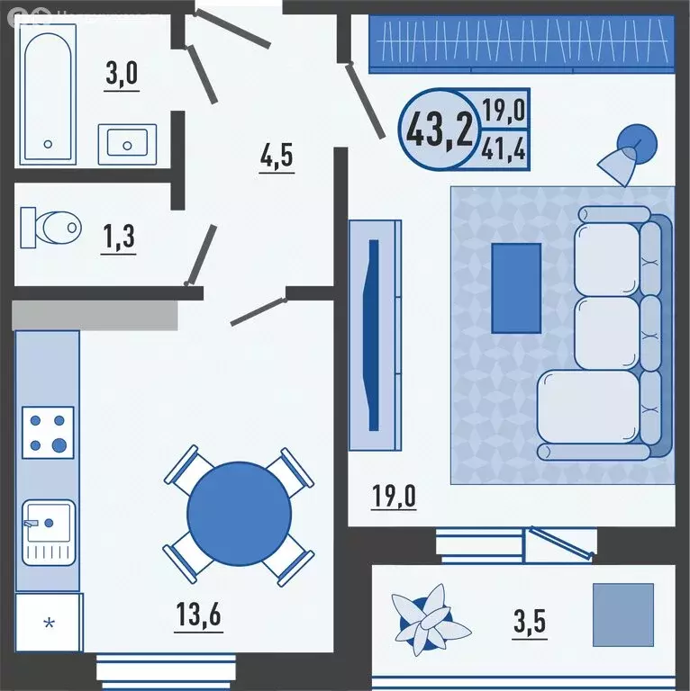 1-комнатная квартира: Орловский муниципальный округ, деревня ... - Фото 1
