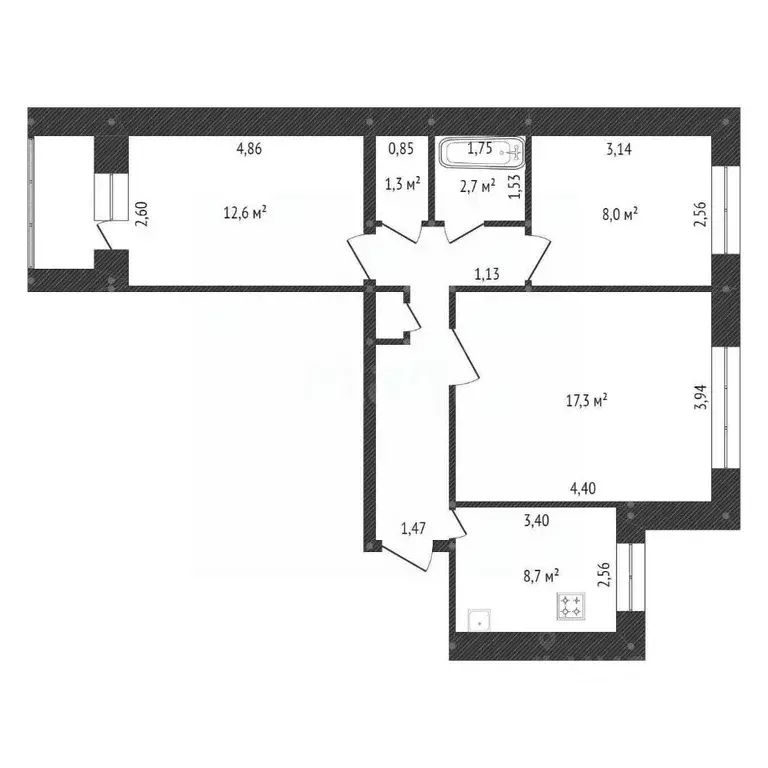 3-к кв. Башкортостан, Уфа ул. Гафури, 103 (61.0 м) - Фото 2