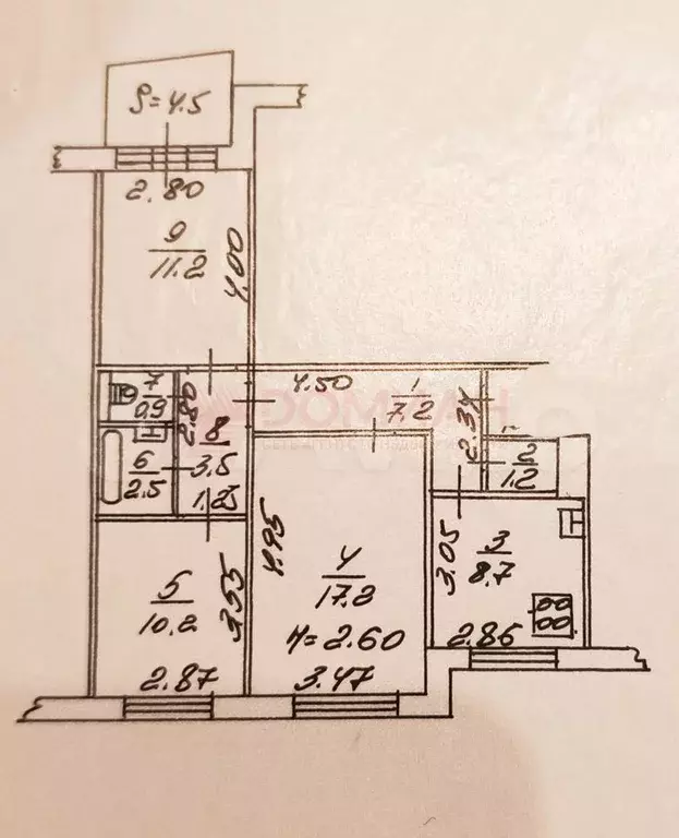 3-к. квартира, 64,9 м, 9/9 эт. - Фото 0