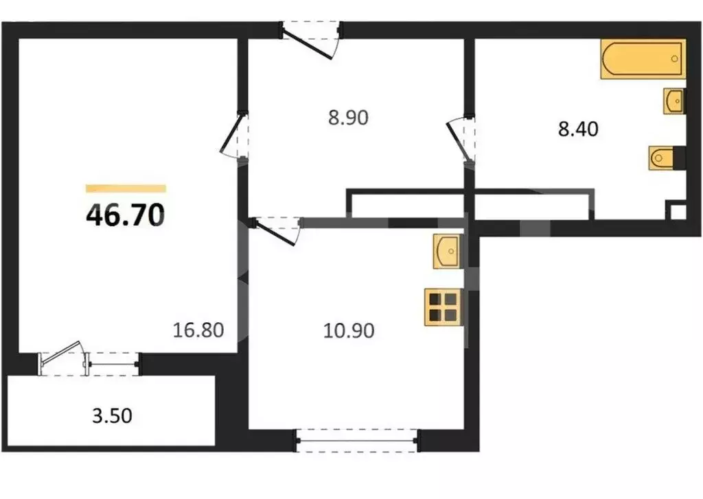 1-комнатная квартира: Воронеж, улица Пескова, 6 (46.7 м) - Фото 1