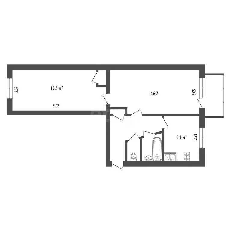 2-комнатная квартира: Суоярви, улица Кайманова, 2 (45.2 м) - Фото 1