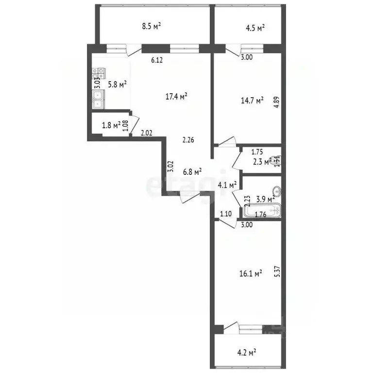 3-к кв. Томская область, Томский район, д. Кисловка, Левобережный мкр ... - Фото 2