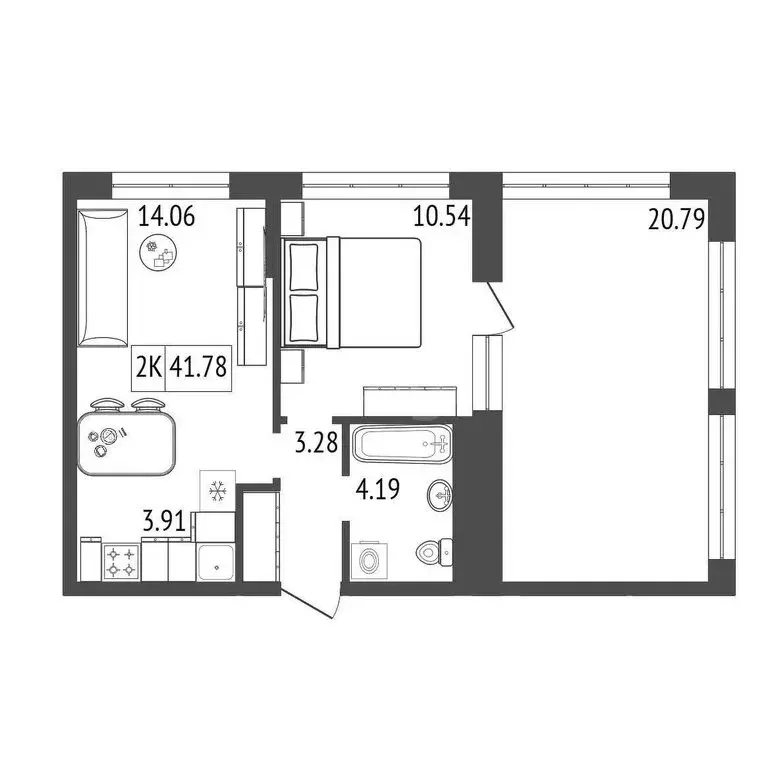 2-комнатная квартира: Красноярск, Судостроительная улица, 25Д (41 м) - Фото 0