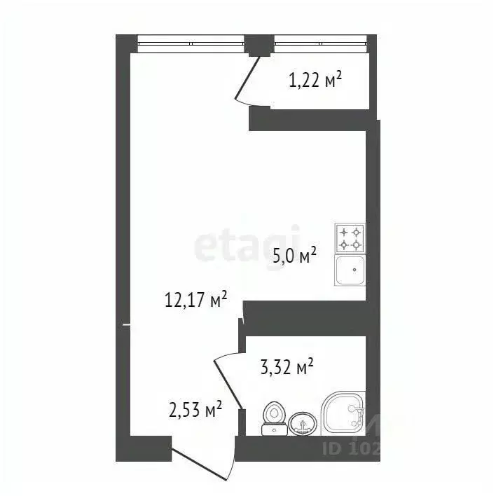 1-к кв. Башкортостан, Уфа ул. Акварельная, 4 (24.0 м) - Фото 0